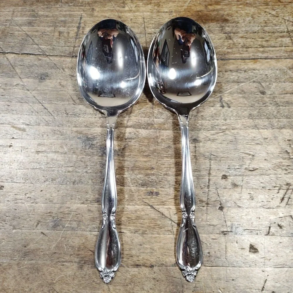 Two Oneida Community CHATELAINE Serving Spoon Stainless Flatware Vintage